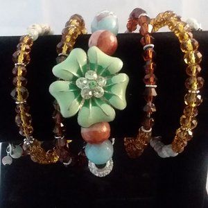 Boho Chic Wrap Bracelet, Natural Stones, One Size